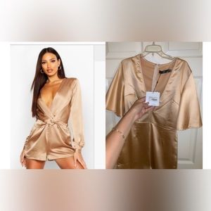2 Satin Gold rompers (size 4/6 *tags still attached*)